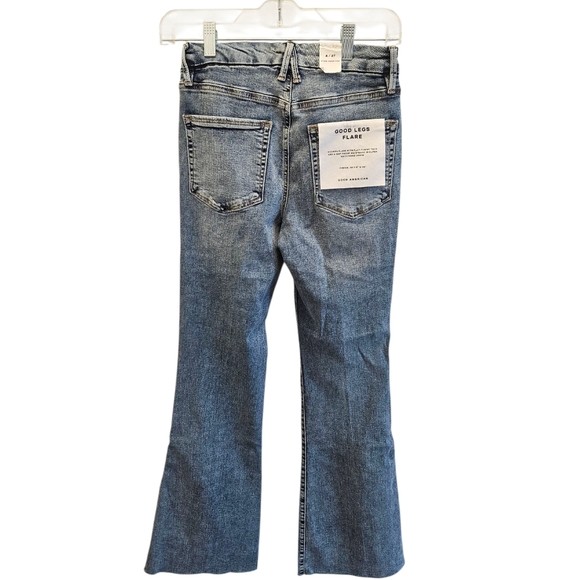 Good American Good Legs Flare Button Fly Jeans Indigo NEW - Picture 6 of 7